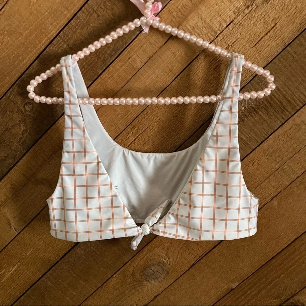 RVCA orange grid La Jolla bikini set size L